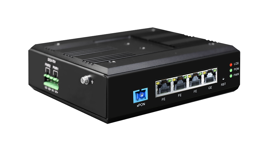 飛暢科技-工業軌式 1路千兆電+3路百兆電 EPON/GPON