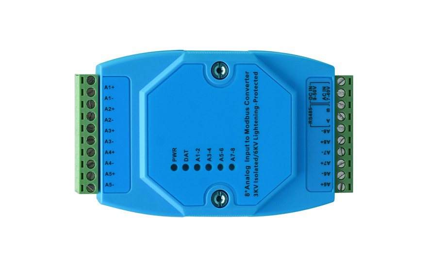 飛暢科技-工業級 軌式8路模擬量輸入 ModBus 